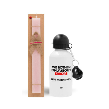 We bother only about errors, not warnings, Easter Set, metallic aluminum bottle (500ml) & aromatic flat Easter candle (30cm) (PINK)