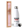 Easter Set, metallic stainless steel water bottle (750ml) & scented flat Easter candle (30cm) (PINK)