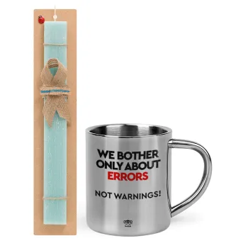 We bother only about errors, not warnings, Easter Set, metallic thermal cup (300ml) & aromatic flat Easter candle (30cm) (TURQUOISE)