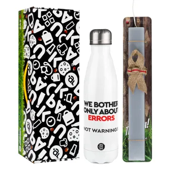 We bother only about errors, not warnings, Easter candle, metallic white thermos bottle (500ml) & aromatic flat candle (30cm) (GRAY)