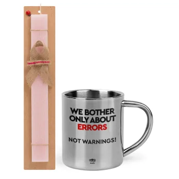 We bother only about errors, not warnings, Easter Set, metallic thermal cup (300ml) & aromatic flat Easter candle (30cm) (PINK)