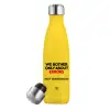 Yellow Stainless Steel Metallic Thermos, double-walled, 500ml