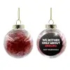 Transparent Christmas tree ball ornament with red filling 8cm