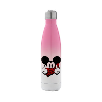 Mickey the fingers, Metal mug thermos Pink/White (Stainless steel), double wall, 500ml