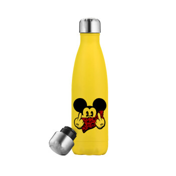 Mickey the fingers, Yellow Stainless Steel Metallic Thermos, double-walled, 500ml