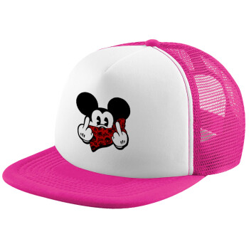 Mickey the fingers, Καπέλο Soft Trucker με Δίχτυ Pink/White 