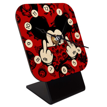 Mickey the fingers, Επιτραπέζιο ρολόι σε φυσικό ξύλο (10cm)
