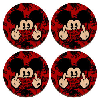 Mickey the fingers, ΣΕΤ x4 Σουβέρ ξύλινα στρογγυλά plywood (9cm)