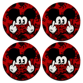 Mickey the fingers, SET of 4 round wooden coasters (9cm)