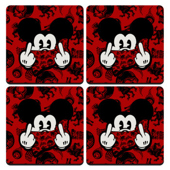 Mickey the fingers, ΣΕΤ 4 Σουβέρ ξύλινα τετράγωνα (9cm)