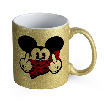 Mickey the fingers, Κούπα Χρυσή Glitter που γυαλίζει, κεραμική, 330ml