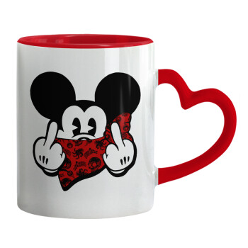 Mickey the fingers, Mug heart red handle, ceramic, 330ml