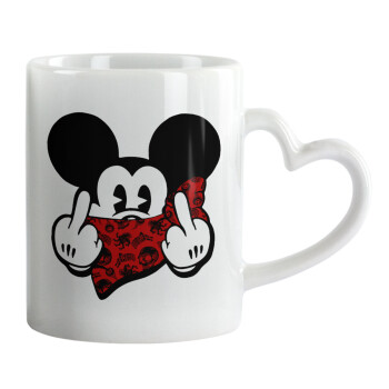 Mickey the fingers, Mug heart handle, ceramic, 330ml