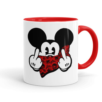 Mickey the fingers, Κούπα χρωματιστή κόκκινη, κεραμική, 330ml