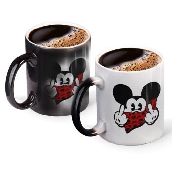 Mickey the fingers, Color changing magic Mug, ceramic, 330ml when adding hot liquid inside, the black colour desappears (1 pcs)
