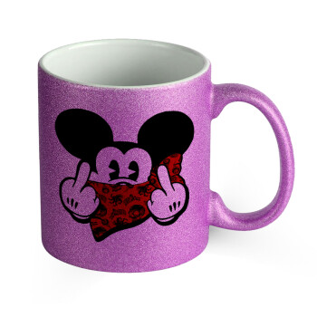 Mickey the fingers, Κούπα Μωβ Glitter που γυαλίζει, κεραμική, 330ml