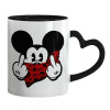Mug heart black handle, ceramic, 330ml