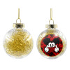 Transparent Christmas tree ball ornament with gold filling 8cm