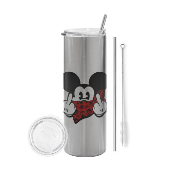 Mickey the fingers, Tumbler stainless steel Silver 600ml, with metal straw & cleaning brush