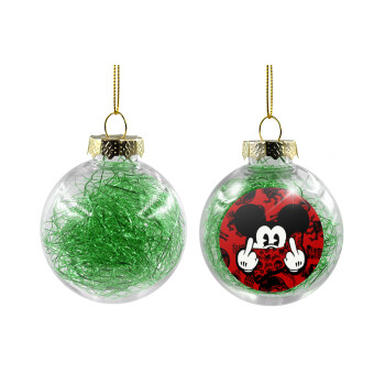 Mickey the fingers, Χριστουγεννιάτικη μπάλα δένδρου διάφανη με πράσινο γέμισμα 8cm