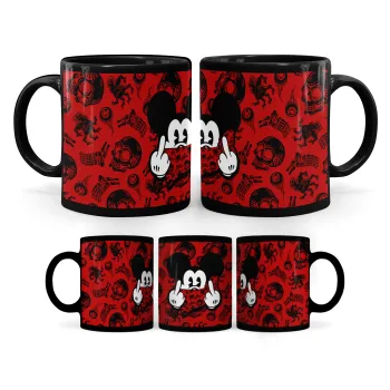 Mickey the fingers, Κούπα Μαύρη, κεραμική, 330ml
