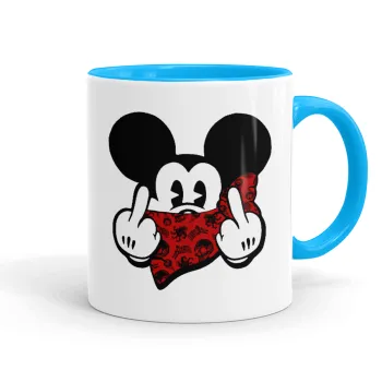 Mickey the fingers, Κούπα χρωματιστή γαλάζια, κεραμική, 330ml