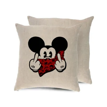 Mickey the fingers, Μαξιλάρι καναπέ ΛΙΝΟ 40x40cm περιέχεται το  γέμισμα