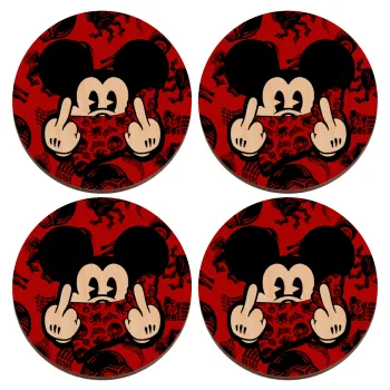 Mickey the fingers, ΣΕΤ x4 Σουβέρ ξύλινα στρογγυλά plywood (9cm)