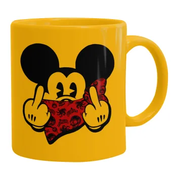 Mickey the fingers, Κούπα, κεραμική κίτρινη, 330ml