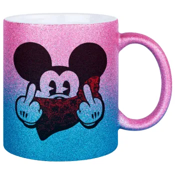 Mickey the fingers, Κούπα Χρυσή/Μπλε Glitter, κεραμική, 330ml