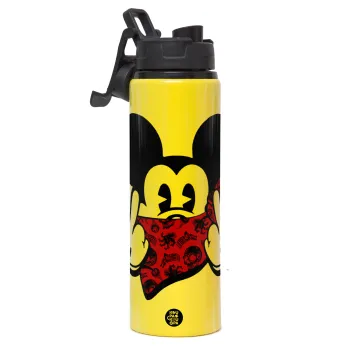 Mickey the fingers, Μεταλλικό παγούρι νερού με καπάκι ασφαλείας, αλουμινίου 850ml