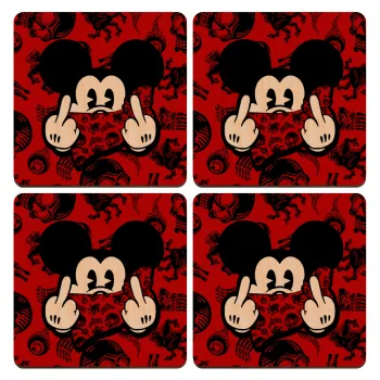 Mickey the fingers, ΣΕΤ x4 Σουβέρ ξύλινα τετράγωνα plywood (9cm)