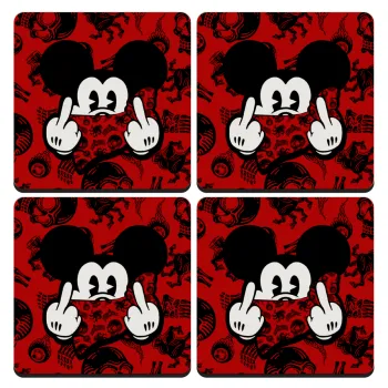Mickey the fingers, ΣΕΤ 4 Σουβέρ ξύλινα τετράγωνα (9cm)