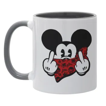 Mickey the fingers, Κούπα χρωματιστή γκρι, κεραμική, 330ml