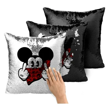 Mickey the fingers, Μαξιλάρι καναπέ Μαγικό Μαύρο με πούλιες 40x40cm περιέχεται το γέμισμα