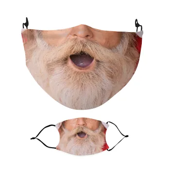 Santa claus face, Μάσκα υφασμάτινη Ενηλίκων πολλαπλών στρώσεων με υποδοχή φίλτρου