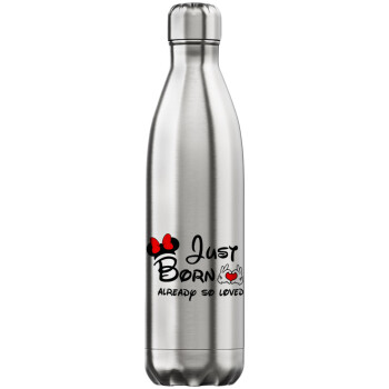 Just born already so loved, Μεταλλικό παγούρι θερμός Inox (Stainless steel), διπλού τοιχώματος, 750ml