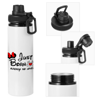 Just born already so loved, Metal water bottle with safety cap, aluminum 850ml