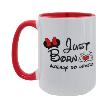 Just born already so loved, Κούπα Mega 15oz, κεραμική Κόκκινη, 450ml