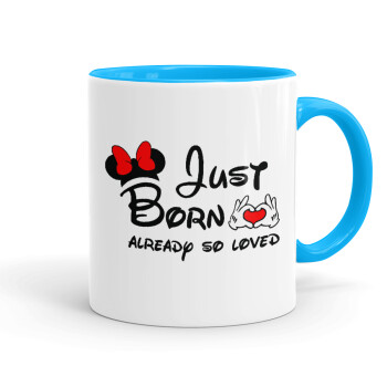 Just born already so loved, Mug colored light blue, ceramic, 330ml