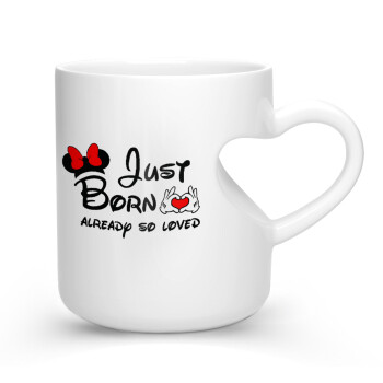 Just born already so loved, Κούπα καρδιά λευκή, κεραμική, 330ml