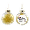Χριστουγεννιάτικη μπάλα δένδρου διάφανη με χρυσό γέμισμα 8cm