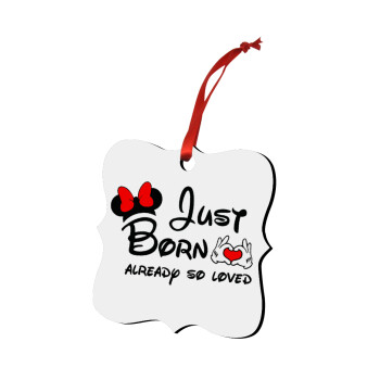 Just born already so loved, Στολίδι Χριστουγεννιάτικο στολίδι polygon ξύλινο 7.5cm