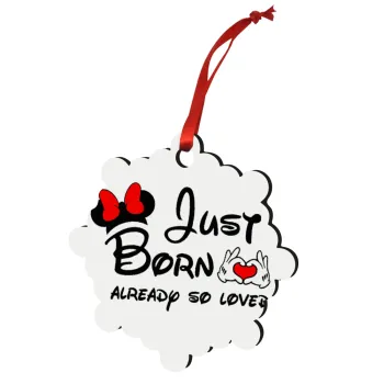 Just born already so loved, Στολίδι Χριστουγεννιάτικο στολίδι snowflake ξύλινο 7.5cm