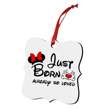 Just born already so loved, Christmas ornament polygon wooden 7.5cm