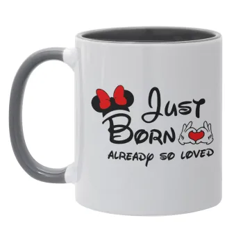 Just born already so loved, Mug colored grey, ceramic, 330ml