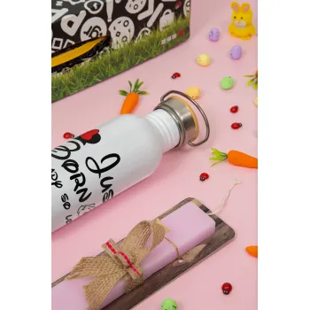 Just born already so loved, Πασχαλινή Λαμπάδα με παγούρι μεταλλικό (620ml, stainless steel) & κερί αρωματικό πλακέ (30cm) (ΡΟΖ)