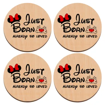 Just born already so loved, ΣΕΤ x4 Σουβέρ ξύλινα στρογγυλά plywood (9cm)