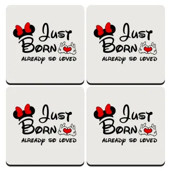 Just born already so loved, ΣΕΤ 4 Σουβέρ ξύλινα τετράγωνα (9cm)
