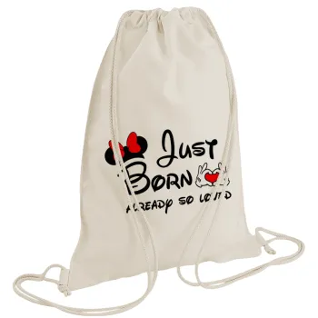 Just born already so loved, Τσάντα πλάτης πουγκί GYMBAG natural (28x40cm)